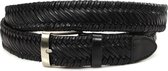 Gilmart Heren vlechtriem zwart - heren riem - 3.5 cm breed - Zwart - Echt Leer - Taille: 100cm - Totale lengte riem: 115cm