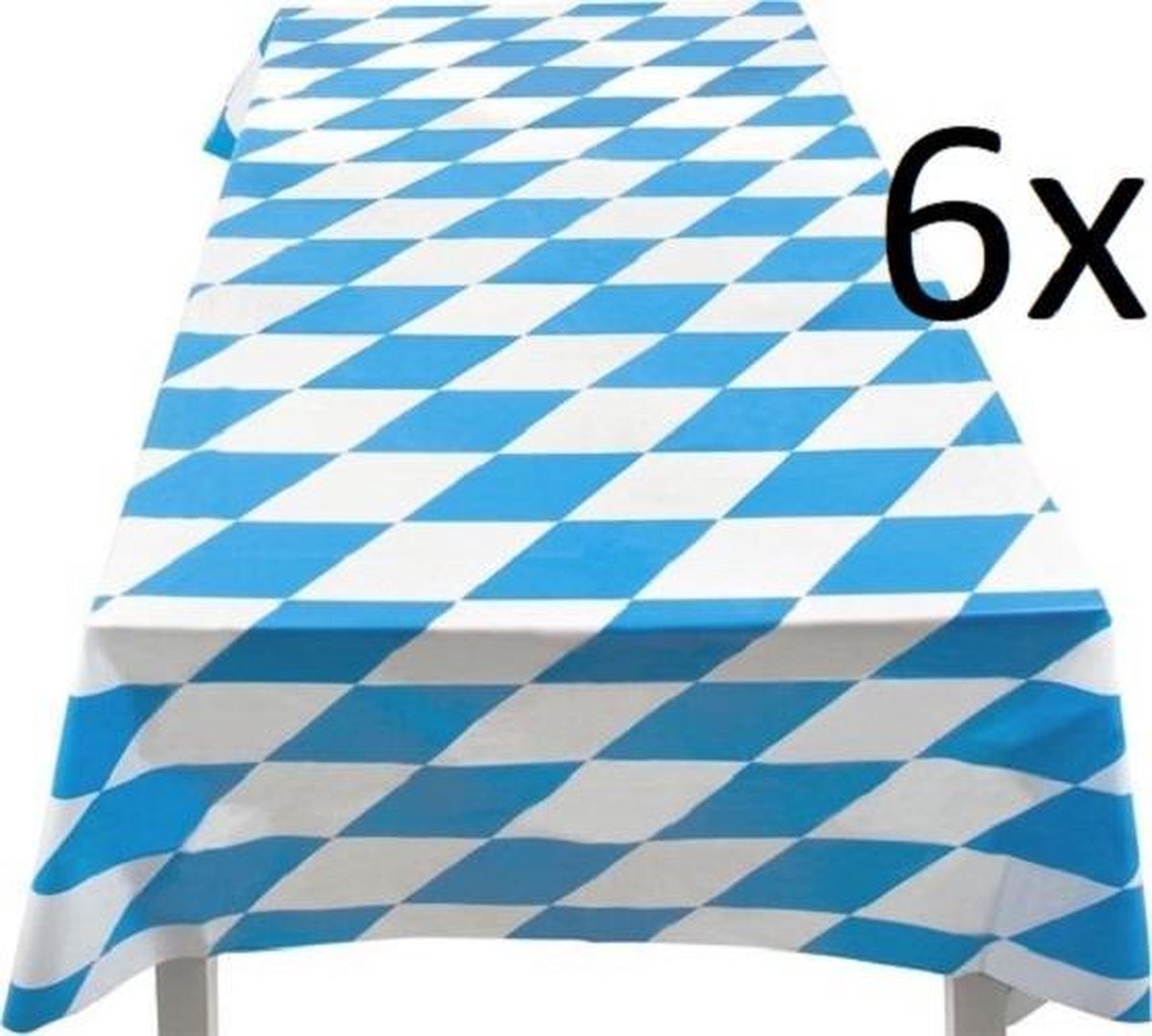 6 stuks: Tafelkleed Bavaria - Ruit - Blauw-Wit - 130x180cm