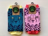 My Sokkies - maat 35-40 - dierenprint - kindersokken - cheetah sokken - damessokken - gekamd katoen - hippe sokken - kleurrijke sokken - design sokken - leuke sokken - goed doel -
