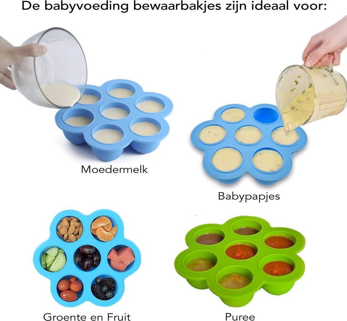 Bol Com Southland Babyvoeding Bewaarbakjes Met Siliconen Lepeltjes Bpa Vrij Babyvoeding