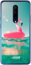 OnePlus 7 Pro Hoesje Transparant TPU Case - Flamingo Floaty #ffffff