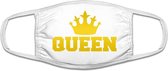 Queen grappig mondkapje | koningin|  kroon | gezichtsmasker | bescherming | bedrukt | logo | Wit / Goud mondmasker van katoen, uitwasbaar & herbruikbaar. Geschikt voor OV