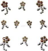 YOU Nails Nail Art Tattoo Design Nail Stickers 1 Vel - 10 Stickers - Flowers - white / gold