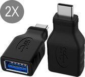 2x USB-C naar USB-A adapter - USB-C adapter - USB 3.1 Type-c to USB 3.0 OTG Female. - USB-C naar USB-A adapter OTG Converter USB 3.0 - Macbook adapter - Zwart