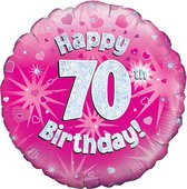 Oaktree 18 Inch Happy 70th Birthday Pink Holographic Balloon (Pink/Silver)