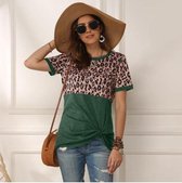 T-shirt groen luipaardprint - dames - vrouw - kleding - mode - shirt - korte mouw - dames T-shirt
