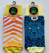 My Sokkies - maat 40-46 - dierenprint - herensokken  - comfort - gekamd katoen - hippe sokken - kleurrijke sokken - design sokken - leuke sokken - goed doel - Zebra - cheetah sokke