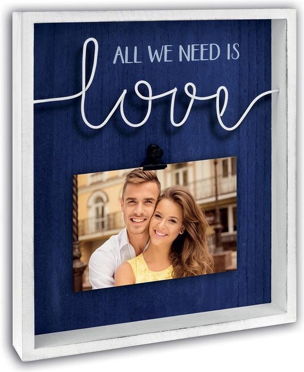 Zep Romantische Fotolijst Maila met de tekst 'all you need is love' voor foto 10x15 afmeting 24x28 cm - LC186 Zilver