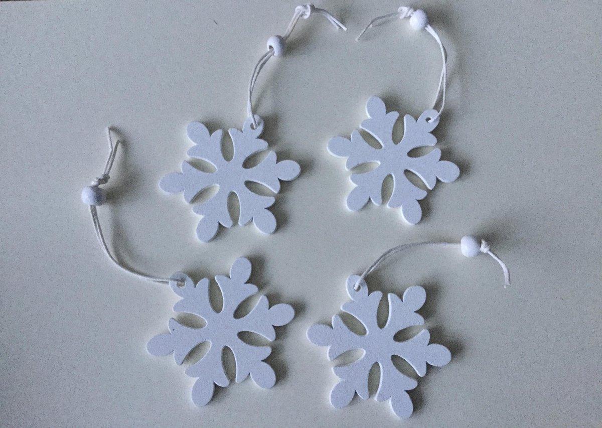 Houten hanger sneeuwvlok kerst winterhanger kersthanger winter sneeuwvlok white snowflake white 4 stuks
