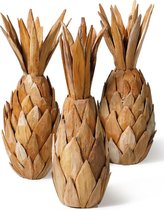 Landelijke houten ananas woondecoratie 'Piney' Lumbuck - Bruin teakhouten ananas beeld