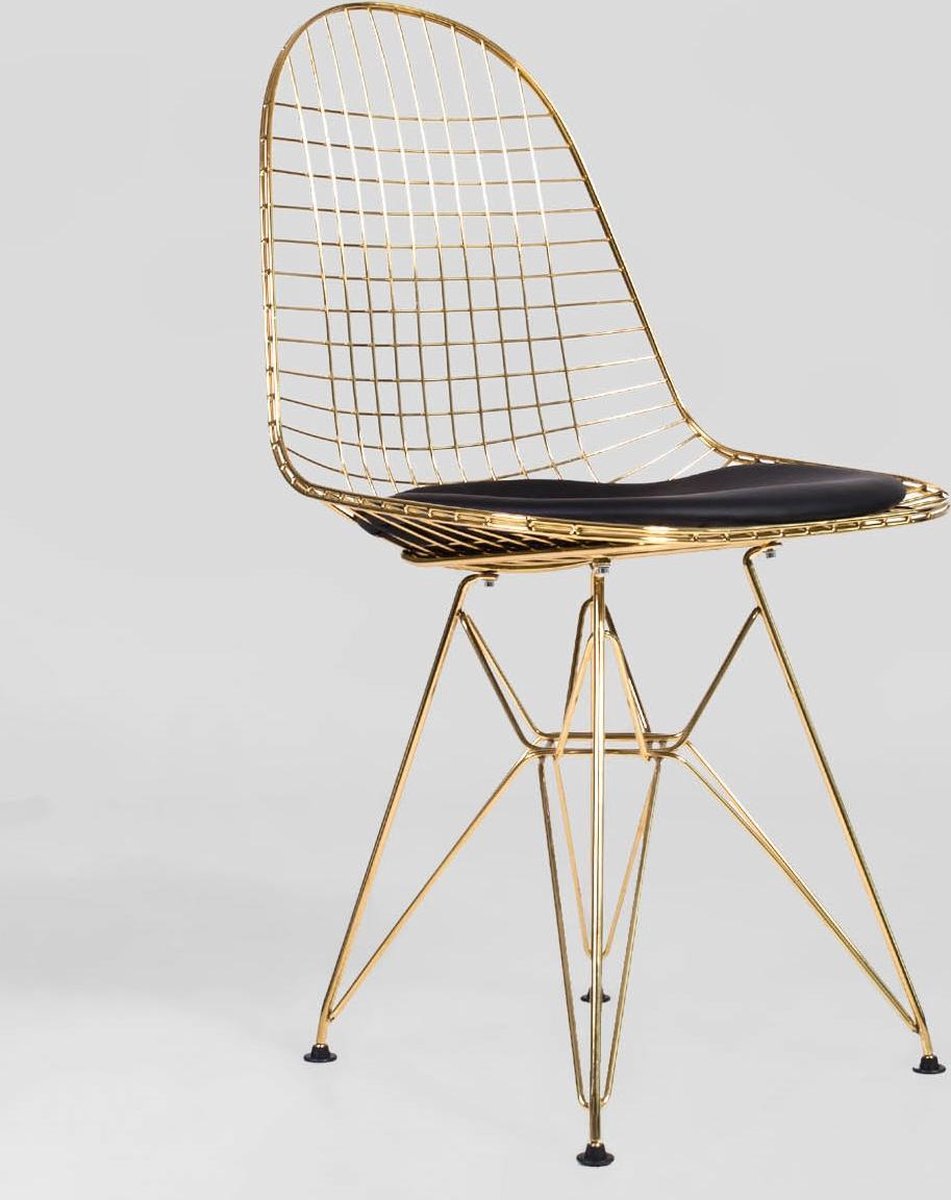 pond Ga terug Soedan DKR stijl draadstoel Goud/Zwart - Wire Chair - DKR stijl stoel | bol.com