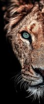 Black Art Design - Schilderij - Lioness Incl. Standaard Ophangsysteem. - Black, Blue En Brown - 120 X 80 Cm