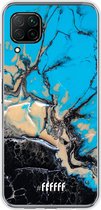 Huawei P40 Lite Hoesje Transparant TPU Case - Blue meets Dark Marble #ffffff