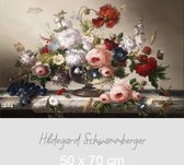 Allernieuwste Canvas Schilderij Hildegard Schwammberger Bloemen Stilleven - Poster - Realisme - 50 x 70 cm - Kleur