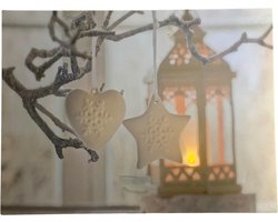 Kerst schilderij met LED verlichting - Lantaarn met ornamenten - Christmas - New Year - Oud & Nieuw - Holiday - Gift - Present