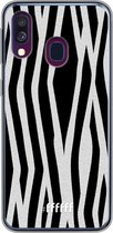 Samsung Galaxy A40 Hoesje Transparant TPU Case - Zebra Print #ffffff
