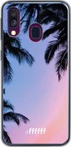Samsung Galaxy A40 Hoesje Transparant TPU Case - Sunset Palms #ffffff