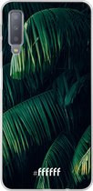 Samsung Galaxy A7 (2018) Hoesje Transparant TPU Case - Palm leaves dark #ffffff