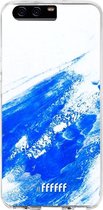 Huawei P10 Hoesje Transparant TPU Case - Blue Brush Stroke #ffffff