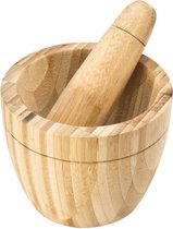 Mortier de Bamboe | Ø 11,5 x 10 cm | Matériau durable | Mortier et pilon