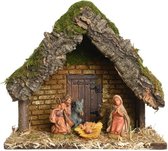 Kerststal 5 Figuur Poly Naturel 23x11x21cm