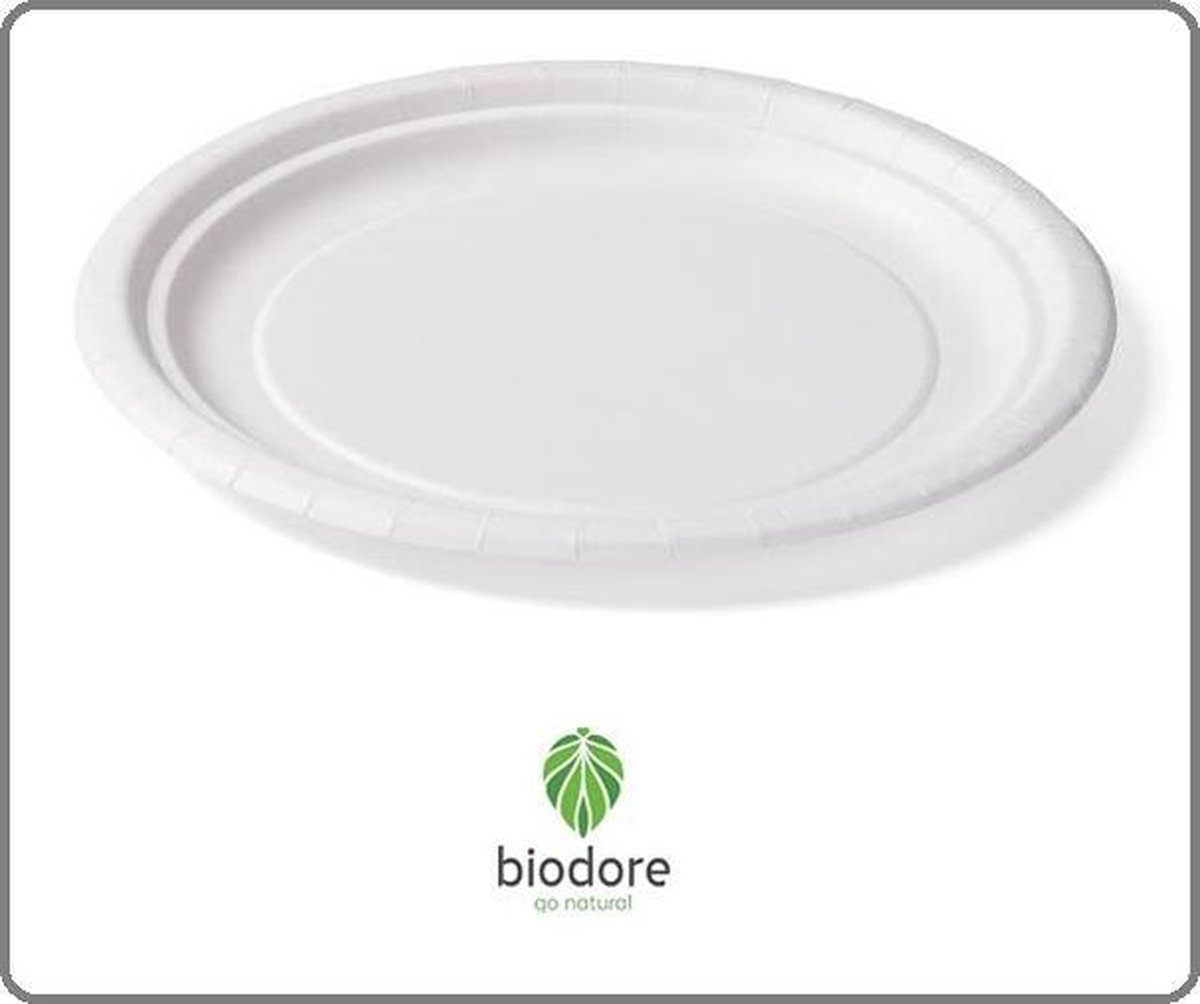 Biodore® Bord, karton, Ø220mm, wit, 100 stuks