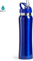 Drinkfles/waterfles 800 ml blauw van RVS - Sport bidon