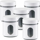 5x Witte voorraadblikken/potten met venster 600 ml - Keukenbenodigdheden - Bewaarpotten/voorraadpotten - Voedsel bewaren