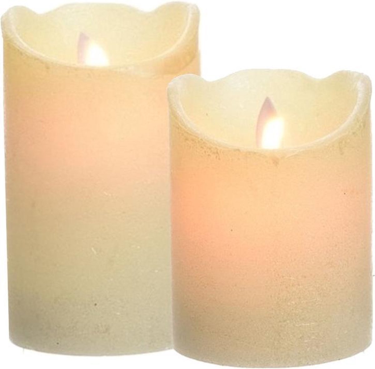 Decoris Led kaarsen combi set 2x stuks parel wit in de hoogtes 10 en 12 cm Home deco kaarsen