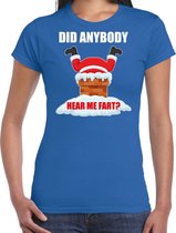 Fun Kerst shirt / Kerst t-shirt Did anybody hear my fart blauw voor dames - Kerstkleding / Christmas outfit XL