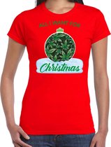 Wiet Kerstbal shirt / Kerst t-shirt All i want for Christmas rood voor dames - Kerstkleding / Christmas outfit S