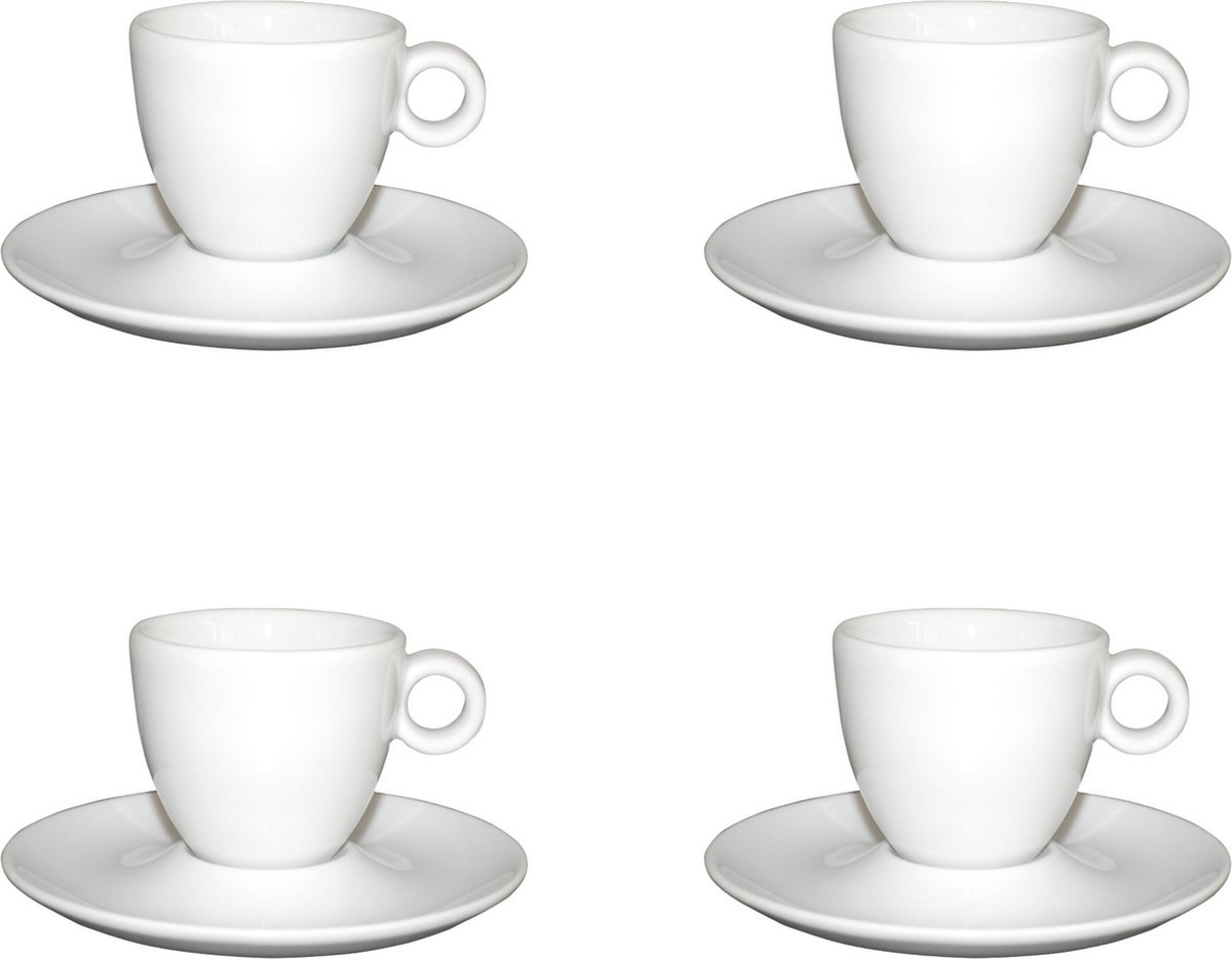 Lubiana Bola Kop en schotel - Tas en ondertas - 8 cl - Set van 4