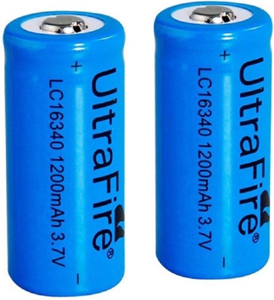TR Deals ® 2x Ultrafire 16340 - 1200 mah 3.7 Volt oplaadbare batterij -  Geschikt voor... | bol.com