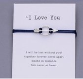 Vriendschaparmband - vrienden - relatie armband - I LOVE YOU - hanger pijl - blauw - BFF - Valentijncadeau