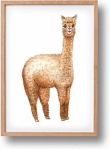 World of Mies poster alpaca - A4 - mooi dik papier - Snel verzonden! - tropisch - jungle - dieren in aquarel - geschilderd door Mies