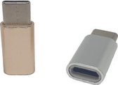 Set van 2 Verloop Adapter MICRO USB-adapter naar USB-C – Nieuw Model - Opzetstuk - Micro-USB to USB C Converter – Zilver + Goud - oDaani
