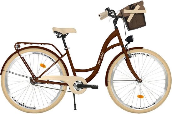 Gastvrijheid koppeling Klant Milord - 28 inch 3 versnellingen, zwart / wit comfortfiets met mand -  Hollandse fiets... | bol.com