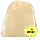Fako Bijoux® - Fluweel Cadeau Zakjes - Velours - 10x12cm - Crème - 10 Stuks