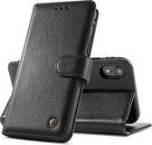 Echt Lederen Hoesje - Book Case Telefoonhoesje - Echt Leren Portemonnee Wallet Case - iPhone XR - Zwart