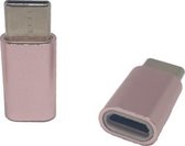 Set van 2 Verloop Adapter MICRO USB-adapter naar USB-C – Nieuw Model - Opzetstuk - Micro-USB to USB C Converter - Roze - oDaani