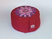 Om Namaste Design Meditatiekussen Zitkussen - Rond - Rood met lotus en Om teken