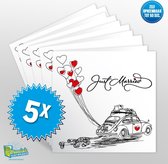 5x Carte de voeux musicale - Just Married - auto-enregistrement - 60 secondes - 21x21cm - haute qualité - enveloppe incluse