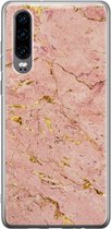 Huawei P30 hoesje - Marmer roze goud - Soft Case Telefoonhoesje - Marmer - Roze