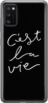 Samsung Galaxy A41 hoesje siliconen - C'est la vie - Soft Case Telefoonhoesje - Tekst - Grijs