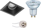 LED Spot Set - OSRAM Parathom PAR16 930 36D - Pragmi Zano Pro - GU10 Fitting - Dimbaar - Inbouw Vierkant - Mat Zwart - 3.7W - Warm Wit 3000K - Kantelbaar - 93mm - BES LED