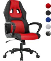 Best Office OC-SV61-Red - Ergonomische gaming met lendensteun en hoofdsteun, PU-leer bureaustoel, verstelbaar, draaibaar, Zwart/ rood