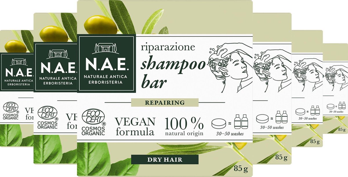 N.A.E. Riparazione Repair Shampoo Bar - Dry Hair Vegan 6x 85gr - Voordeelverpakking