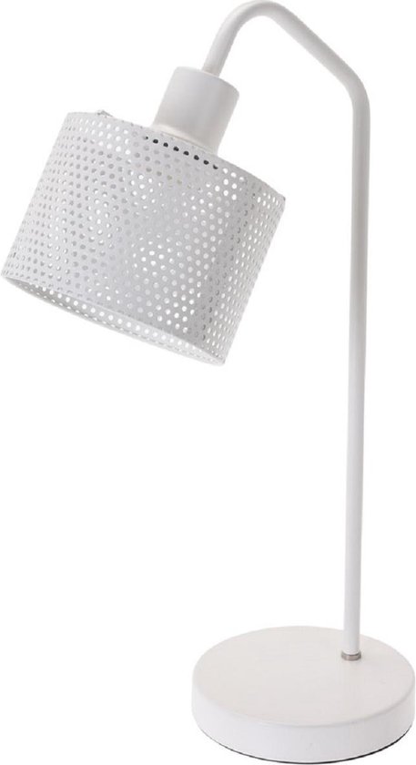 Witte bureaulamp van draadmetaal/mesh 46 cm - Kantoor/bureaubenodigdheden - Bureaulampen - Leeslampen - Tafellampen - Staande lampen voor op kantoor