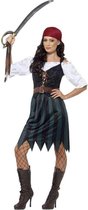 Piraat & Viking Kostuum | Klassieke Zwarte Pirate | Vrouw | Maat 48/50 | Carnaval kostuum | Verkleedkleding