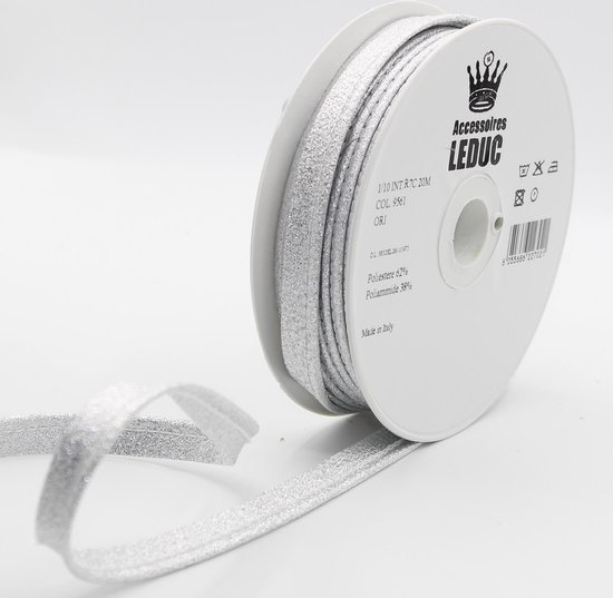 20 Meter LUREX PASPEL/PIPING Biaisband, Kleur ZILVER 9561